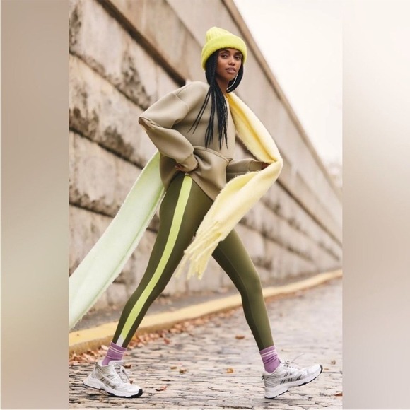 Anthropologie Mesh Paneled Sweatshirt Olive Green Casual Workout Gym Size XS - Picture 2 of 10